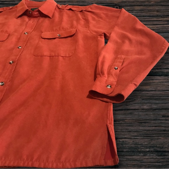 SCANDIA WOODS Safari Style Button Down Microfiber Suede Pilot Shirt - Picture 6 of 10